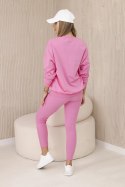 Komplet bawełniany bluza + legginsy jasny różowy