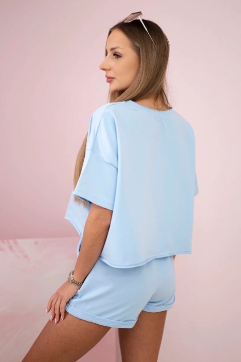 Komplet bawełniany bluzka + szorty błękitny Komplet bawełniany bluzka + szorty błękitny