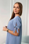 Sukienka wiązana na rękawach jasno jeansowa