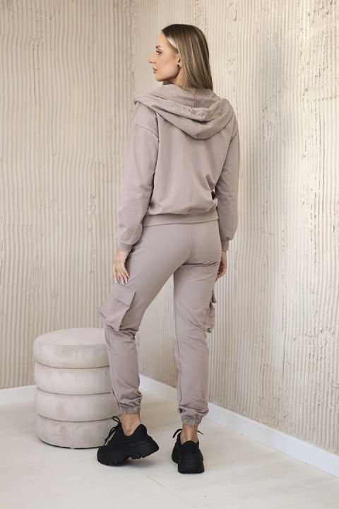 Komplet 3 w 1 bluza + top + spodnie ciemny beżowy Komplet 3 w 1 bluza + top + spodnie ciemny beżowy