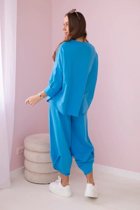 Komplet bawełniany bluza + spodnie turkusowy Komplet bawełniany bluza + spodnie turkusowy