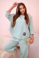 Komplet new punto bluza + spodnie ciemny miętowy